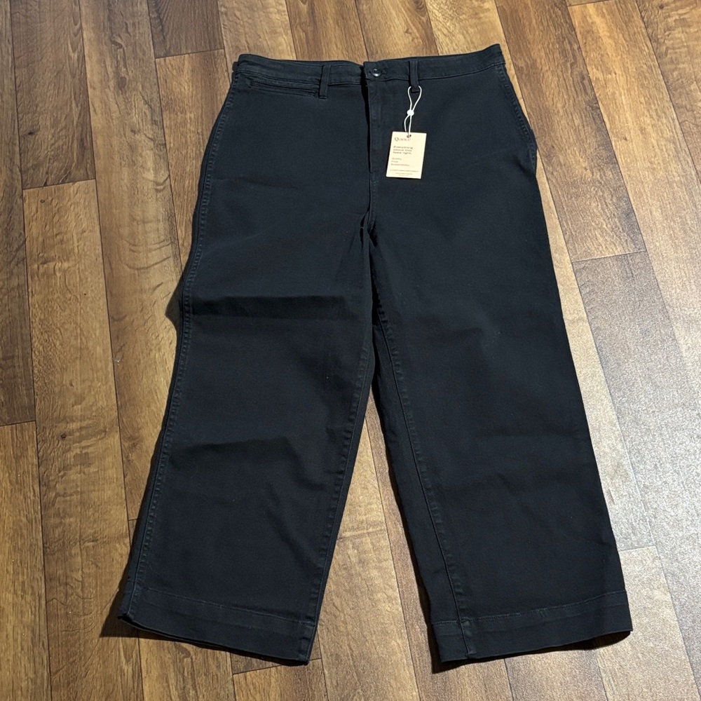 Quince pants NEW black 32 high waisted wide leg COTTON fall casual boho trendy